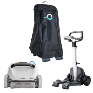 Maytronics Dolphin Explorer E50 Automatic Robotic Pool Cleaner with Universal Caddy