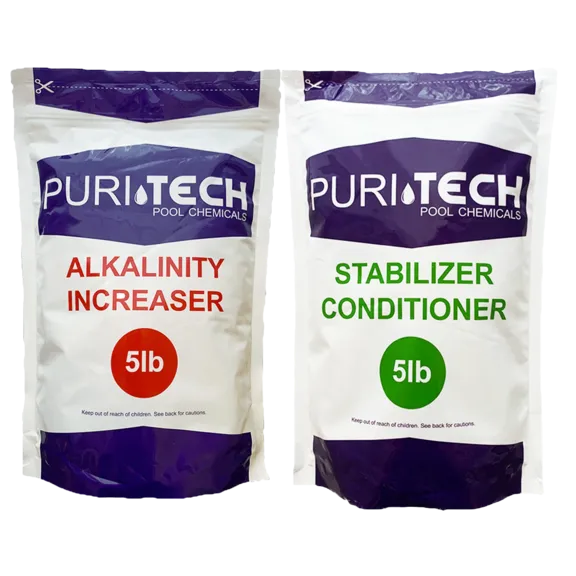 Puri Tech Chemicals 5 lb Swimming Pool and Spa Alkalinity Increaser and Stabilizer Conditioner Kit for Clean Water and Balanced Chemical Levels