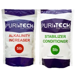 Puri Tech Chemicals 5 lb Swimming Pool and Spa Alkalinity Increaser and Stabilizer Conditioner Kit for Clean Water and Balanced Chemical Levels