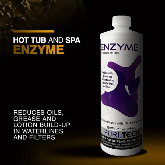 Puri Tech Spa Enzyme Clarifier Reduces Scum Lines and Buildup on Spas and Filters 32oz