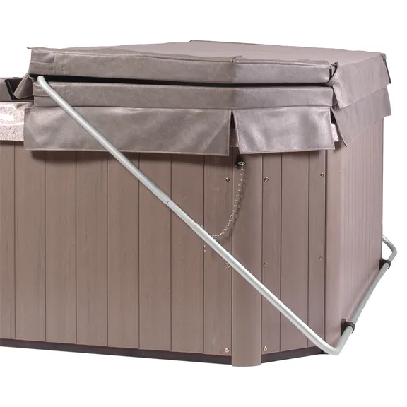 Puri Tech Fold Silver Spa and Hot Tub Cover Lift System with Mounting Brackets, Deck Mount Compatible, Powder Coated Aluminum